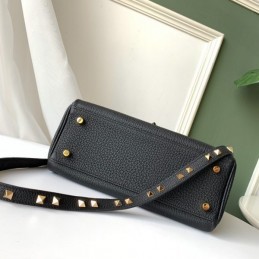 Replica Hermes Black Kelly 25 Skull Charm Strap Bag