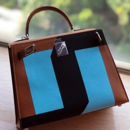 Replica Hermes Brown Blue Colorblock Kelly 28 Bag