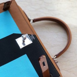 Replica Hermes Brown Blue Colorblock Kelly 28 Bag