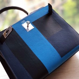 Replica Hermes Navy Blue Stripe Kelly 28 Bag