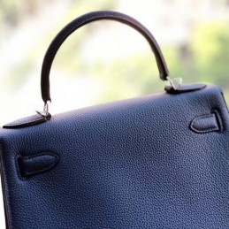 Replica Hermes Navy Blue Stripe Kelly 28 Bag