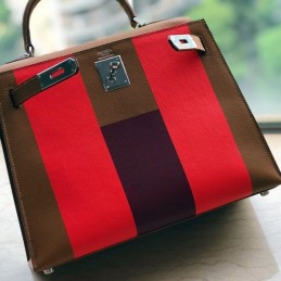Replica Hermes Brown Red Colorblock Kelly 28 Bag