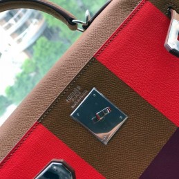 Replica Hermes Brown Red Colorblock Kelly 28 Bag