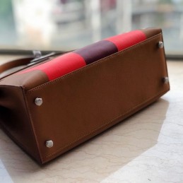Replica Hermes Brown Red Colorblock Kelly 28 Bag