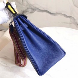 Replica Hermes Blue Kelly 28 Charm Strap Bag