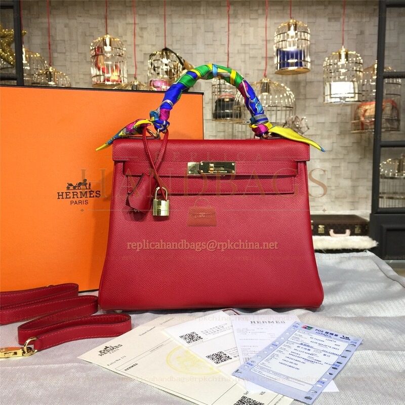 Replica Hermes Red Kelly 28 Bag With Twilly Handle