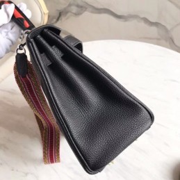 Replica Hermes Black Kelly 28 Charm Strap Bag