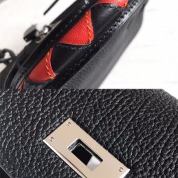 Replica Hermes Black Kelly 28 Charm Strap Bag