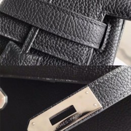 Replica Hermes Black Kelly 28 Charm Strap Bag