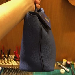 Replica Hermes Navy Blue Kelly 2424 29 Gold Hardware Bag