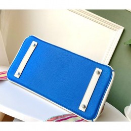 Replica Hermes White Green Birkin 30 Charm Strap Bag