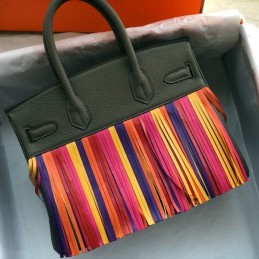 Replica Hermes Black Rainbow Stripe Birkin 30 Bag