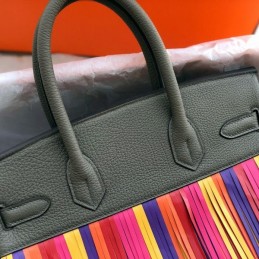 Replica Hermes Black Rainbow Stripe Birkin 30 Bag