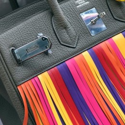 Replica Hermes Black Rainbow Stripe Birkin 30 Bag