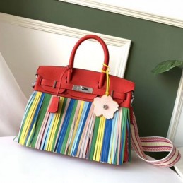 Replica Hermes Red Rainbow Stripe Birkin 30 Bag