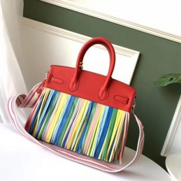 Replica Hermes Red Rainbow Stripe Birkin 30 Bag