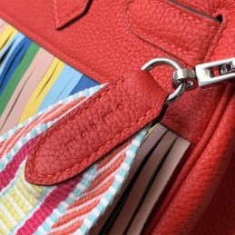 Replica Hermes Red Rainbow Stripe Birkin 30 Bag