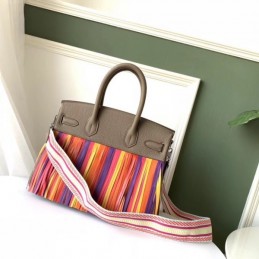Replica Hermes Taupe Rainbow Stripe Birkin 30 Bag