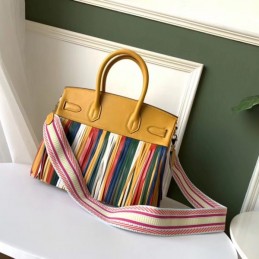 Replica Hermes Yellow Rainbow Stripe Birkin 30 Bag