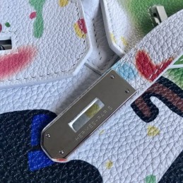 Replica Hermes White Cartoon Print Birkin 30 Bag