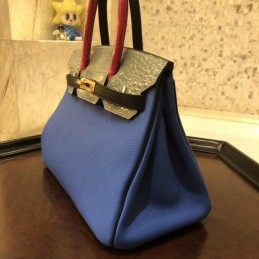 Replica Hermes Blue Green Crocodile Leather Birkin 30 Bag