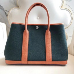 Replica Hermes Dark Green Garden Party 30 Colorblock Bag