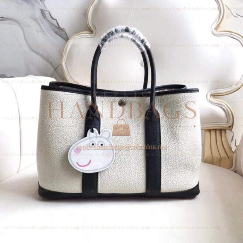 Replica Hermes White Black Garden Party 30 Bag