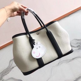 Replica Hermes White Black Garden Party 30 Bag