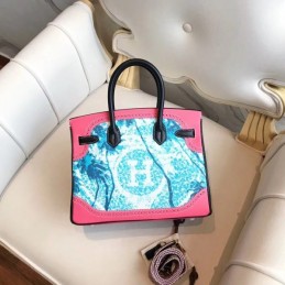 Replica Hermes Black Multicolor Print Birkin 30 Bag