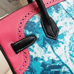 Replica Hermes Black Multicolor Print Birkin 30 Bag