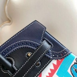 Replica Hermes Black Multicolor Print Birkin 30 Bag