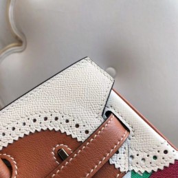 Replica Hermes White Multicolor Print Birkin 30 Bag