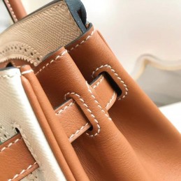 Replica Hermes White Multicolor Print Birkin 30 Bag