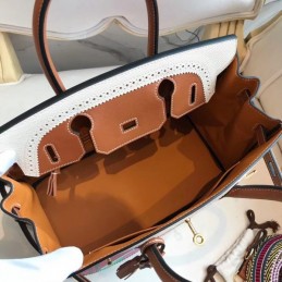Replica Hermes White Multicolor Print Birkin 30 Bag