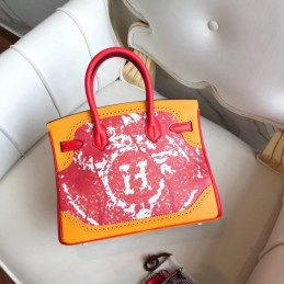 Replica Hermes Black Red Multicolor Print Birkin 30 Bag