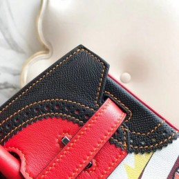 Replica Hermes Black Red Multicolor Print Birkin 30 Bag
