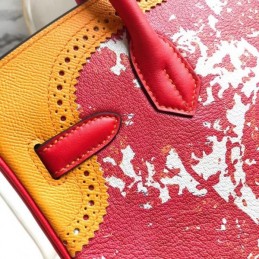 Replica Hermes Black Red Multicolor Print Birkin 30 Bag