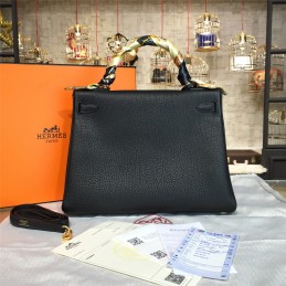 Replica Hermes Black Kelly 28 Gold Hardware Bag