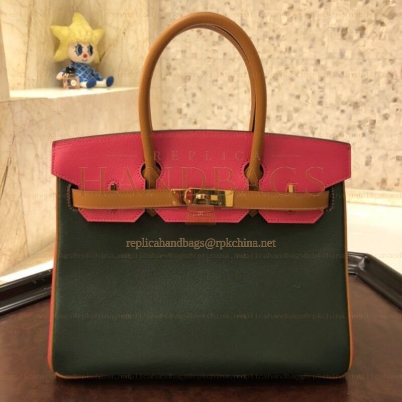Replica Hermes Green Red Colorblock Birkin 30 Bag