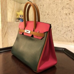 Replica Hermes Green Red Colorblock Birkin 30 Bag