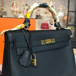 Replica Hermes Black Kelly 28 Gold Hardware Bag