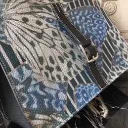 Replica Hermes Blue Black Print Halzan 31 Bag