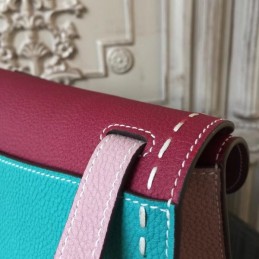 Replica Hermes Teal Burgundy Tan Colorblock Halzan 31 Bag
