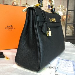 Replica Hermes Black Kelly 28 Gold Hardware Bag