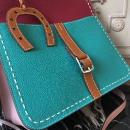 Replica Hermes Teal Burgundy Tan Colorblock Halzan 31 Bag
