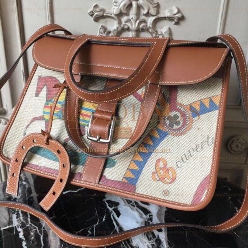 Replica Hermes Brown Print Halzan 31 Bag