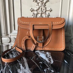 Replica Hermes Tan Halzan 31 Contrast Stitch Bag