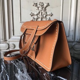 Replica Hermes Tan Halzan 31 Contrast Stitch Bag