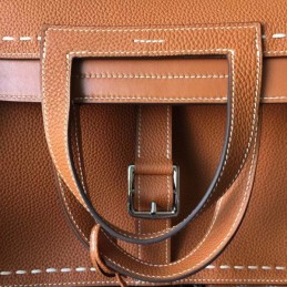 Replica Hermes Tan Halzan 31 Contrast Stitch Bag