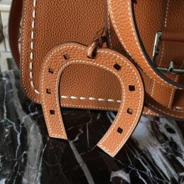 Replica Hermes Tan Halzan 31 Contrast Stitch Bag
